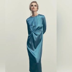 NWT ZARA Knotted Satin Effect Dress size M